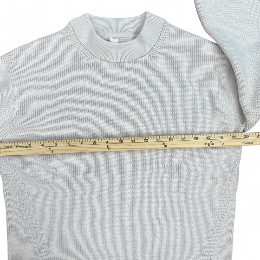 Lululemon Merino Wool-Blend Ribbed Crewneck Sweater-White Opal-women's Size 4 - Picture 7 of 8